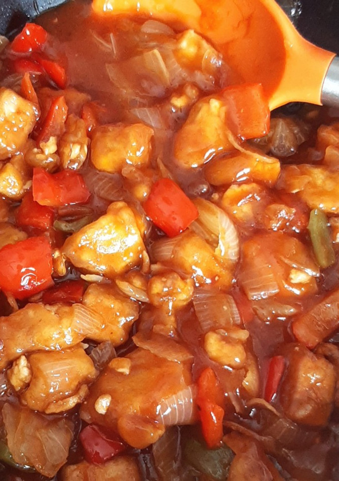 Una foto de Tofu en salsa agridulce