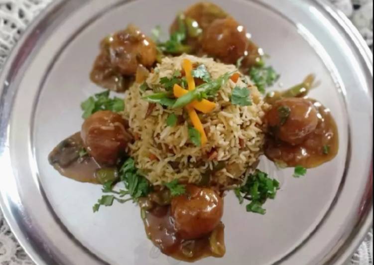 Recipe of Award-winning Fried Rice with Manchurian balls