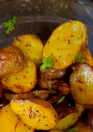 A picture of Baby potatoes..baked.