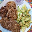 Mila de pollo con harina de coco y Sésamo con fideo de Zucchini
