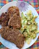 Mila de pollo con harina de coco y Sésamo con fideo de Zucchini