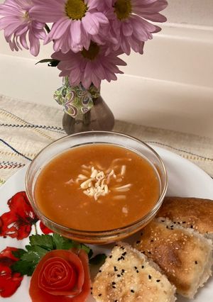 A picture of Tomato Cream Soup/Sup Krim Tomat ala Turki (Ibu Mertua)/Domatesli Corbasi.