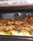 Papas al horno con jamón y queso (mantequilla de ajo)