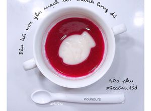 Hình của món Đậu hũ non yến mạch sốt thanh long đỏ.