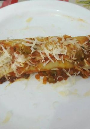 Una foto de Canelones de espinaca y pollo con masa casera