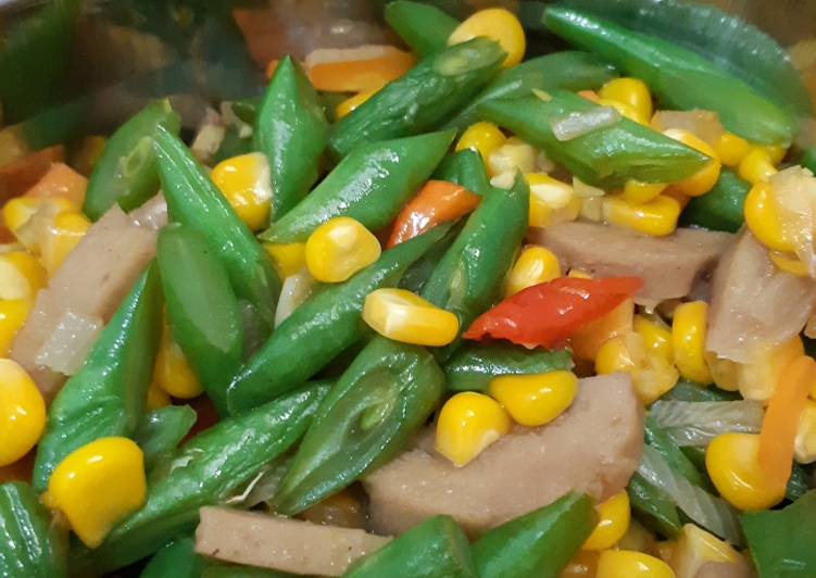 Proses memasak Tumis buncis jagung manis Lezat