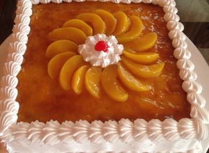 Una foto de Torta de durazno
