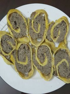 Hình của món Trứng cuộn giò hấp.