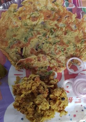 A picture of Left over Daal with Besan ka cheela.