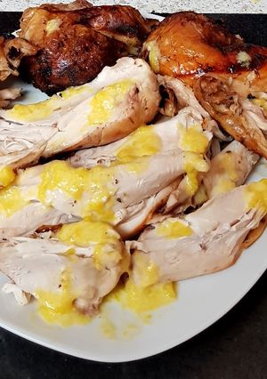 A picture of My jamaican Spiced Chicken with A Mango Sauce.😍.