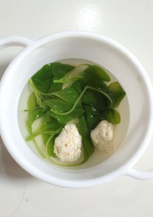 Foto resep Sayur bayam bakso tahu ayam (no tepung, no msg)