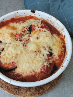 Une photo de Gratin d'aubergines à la mozzarella
