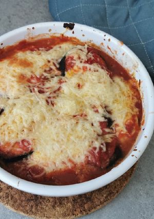 Une photo de Gratin d'aubergines à la mozzarella