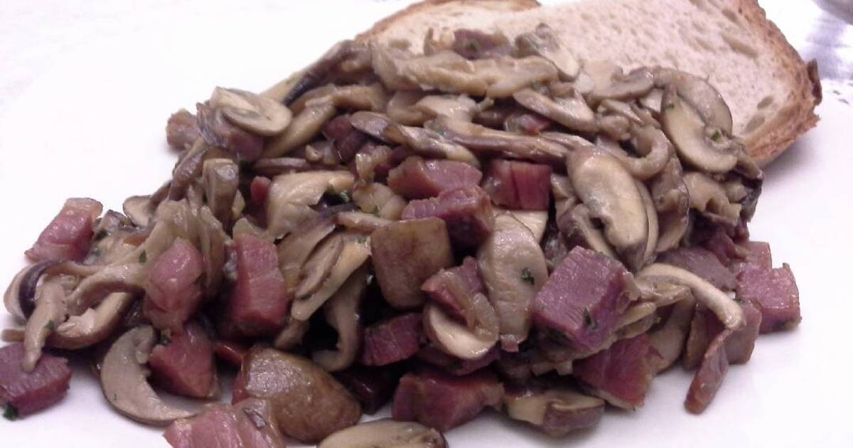 Salteado de shiitake, portobello y jamón Receta de Rebe Cookpad