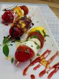 Brochetas de queso y fruta