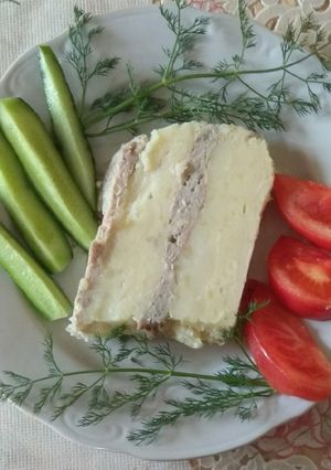 Фото Картофельная запеканка с куриным фаршем.