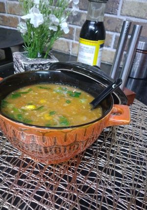 A picture of Tomato and vegetable soup.