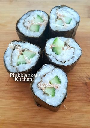 A picture of Easy Cucumber & Tuna Sushi Rolls.
