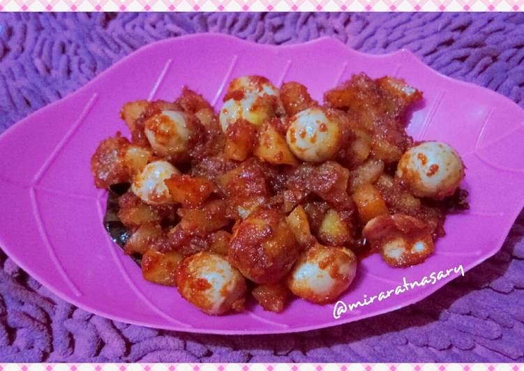 Kentang dan telur puyuh balado Resep Simple