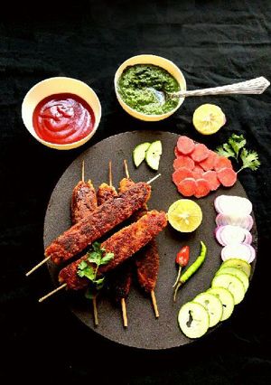 A picture of Veg Seekh Kabab.
