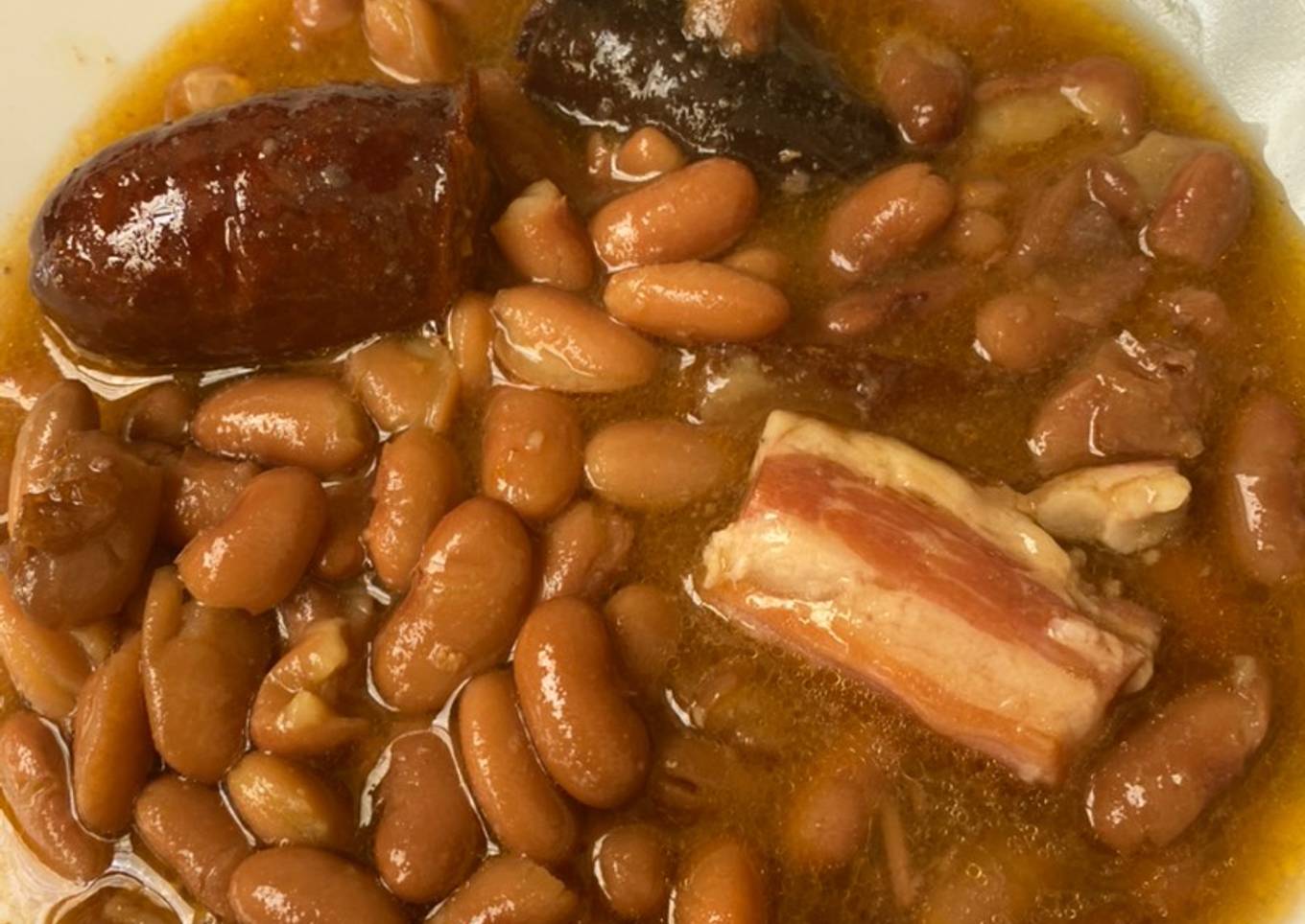 Fabada de alubias pintas en Crock Pot