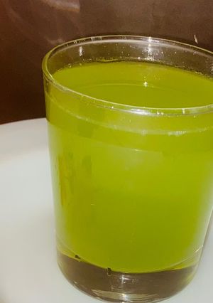 A picture of Amla curry leaves juice.