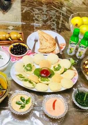 A picture of South Indian Platter with Coconut.