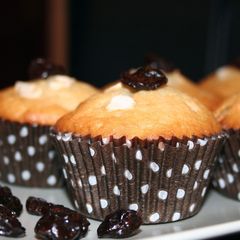 A picture of Dried cherry and white chocolate muffins.