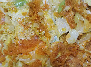 咖哩毛豆胡蘿蔔高麗菜煎蛋 的食譜成品照片