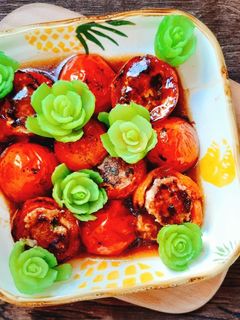 Hình của món Cà farci sốt dầu hào.