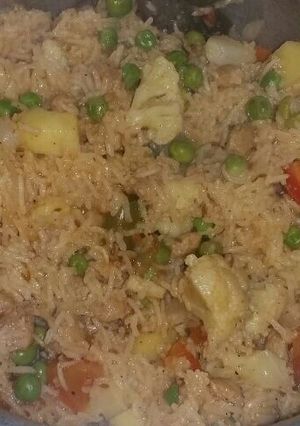 A picture of Vegetables and  Matar Pulav.