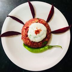A picture of Beetroot khichdi.