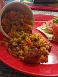 Cascada de arroz con chorizos