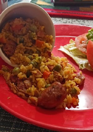 Una foto de Cascada de arroz con chorizos