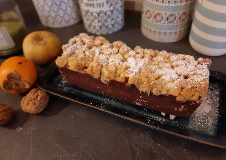 Recette: Crumble cake chocolat-pommes-poires