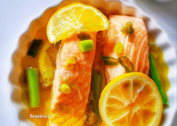 Cara Menyiapkan Steamed salmon in Lemon honey sauce, Bisa Manjain Lidah