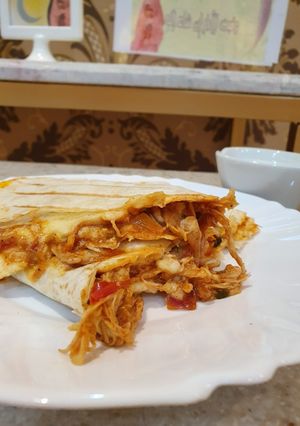 A picture of Buffalo chicken quesadillas.