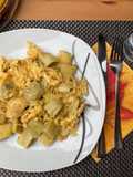 Gebratene Maultaschen mit Ei und Zwiebel