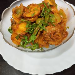 Aloo Katli in coriander dip A picture of Aloo Katli in coriander dip.