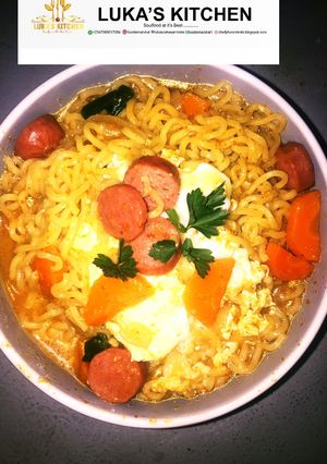 A picture of Easy Homemade Soup Noodle with poached Eggs.