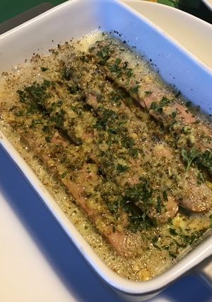Une photo de Saucisses fumées gratinées pecorino, persil et tête de moine