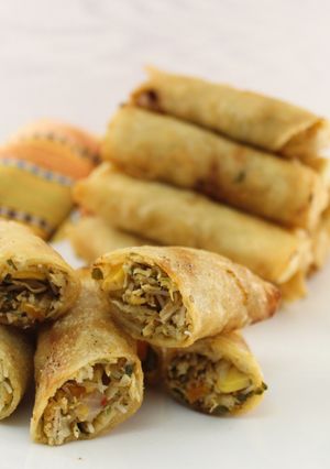 عکسی از دستور اسپرینگ رول مرغ و ورمیشل برنج