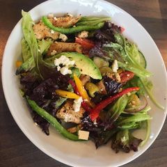 A picture of Chicken, avo and feta salad.