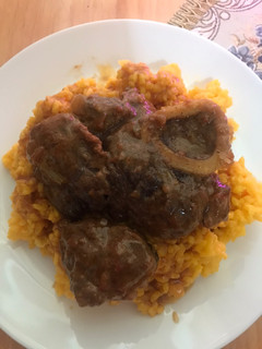 A picture of Beef Shanks and Ricotta rice 🍛Osso Buco.