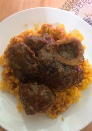 A picture of Beef Shanks and Ricotta rice 🍛Osso Buco.