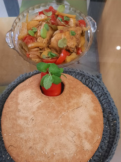 عکسی از دستور نان دسته دار و مرغ تنوری در فر دستی
