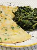 Crepioca de bacalhau com esparregado de nabiça
