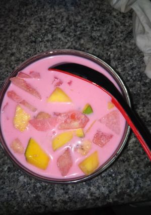 A picture of Strawberry flavoured fruit Salad.