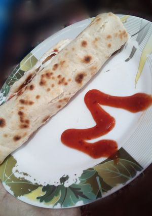 A picture of Chicken filled Roti Roll.
