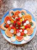 Ensalada de pasta de guisantes con 🦐 y 🍊
